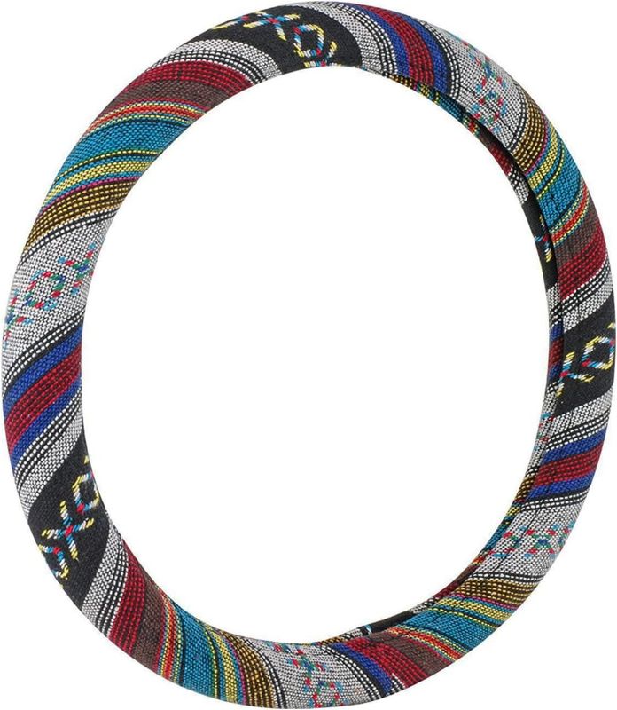 Photo 1 of  Universal Baja Blanket Steering Wheel Cover Baja Inca Saddle Blanket Tribal Weave Design Odorless 14.5"-15.5" (Baja)