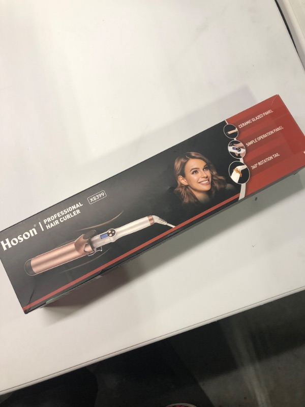 Photo 2 of Hoson 2 Inch Curling Iron Large Barrel, Long Barrel Curling Wand Dual Voltage, Ceramic Tourmaline Coating with LCD Display, Glove Include 2 inches