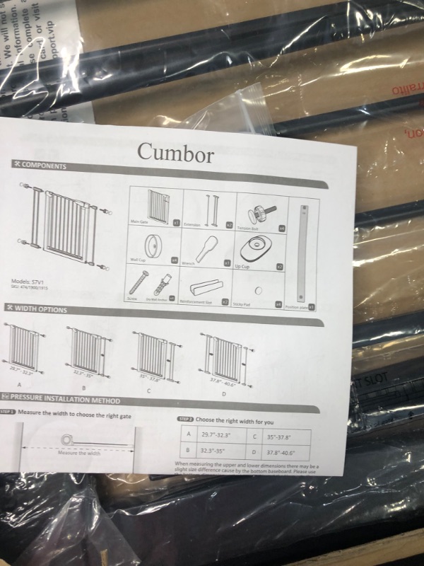 Photo 6 of Mom's Choice Awards Winner-Cumbor 29.5"-40.6" Width Pressure or Hardware Mounted Auto Close Safety Baby Gate, Durable Extra Wide Dog Gate for Stairs, Doorways, Easy Walk Thru Pet Gate for House 30.5" Tall Black