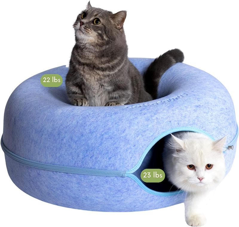 Photo 1 of CATTASAURUS Peekaboo Cat Cave for Multiple Cats & Large Cats, for Cats Up to 30 Lbs, Cat Caves for Indoor Cats, Cat Tunnel Bed, Scratch Detachable & Washable Large Donut Cat Bed