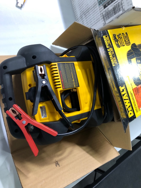 Photo 3 of DEWALT DXAEJ14 Digital Portable Power Station Jump Starter: 1400 Peak/700 Instant Amps, 120 PSI Digital Air Compressor, 3.1A USB Ports, Battery Clamps , Yellow