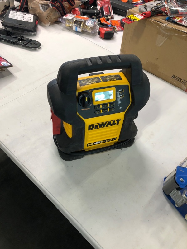 Photo 2 of *****NO POWER CORD****** DEWALT DXAEJ14 Digital Portable Power Station Jump Starter 1400 Peak Amp Battery Booster, 120 PSI Digital Air Compressor, 3.1A USB Ports, Battery Clamps