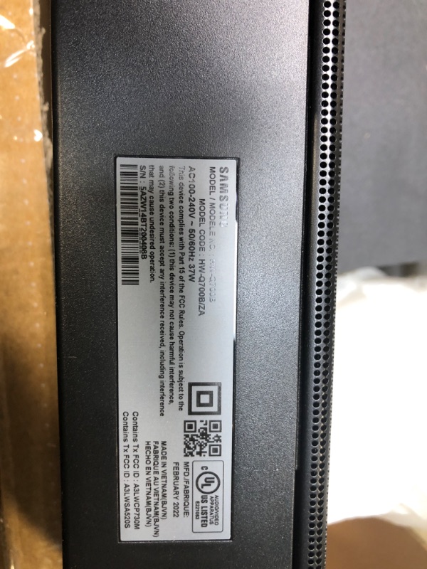 Photo 1 of SAMSUNG HW-Q700B 3.1.2ch Soundbar w/ Wireless Dolby Audio, DTS:X, Q Symphony, SpaceFit Sound, Adaptive Sound, Game Pro Mode, 2022 HW-Q700B Soundbar