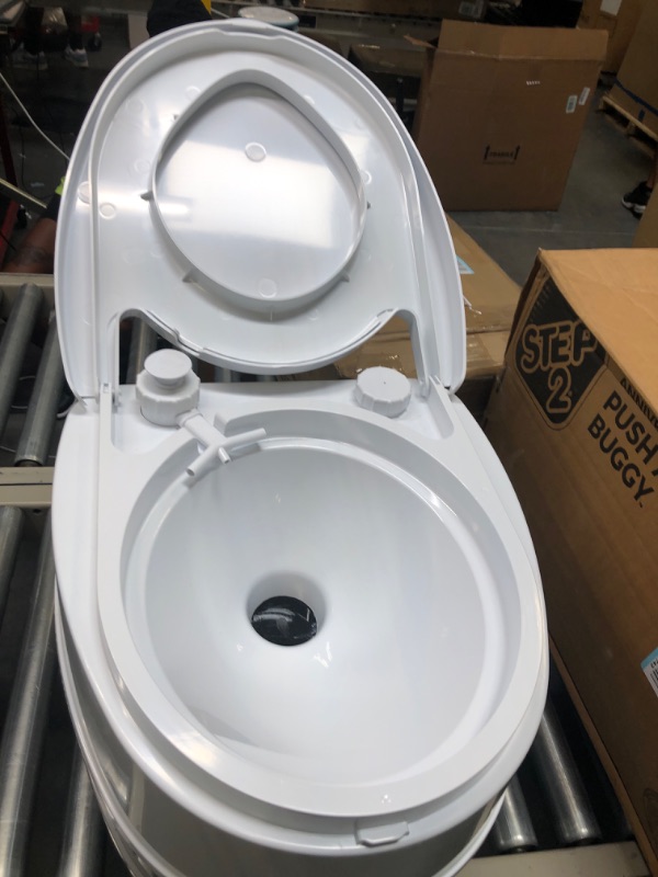 Photo 1 of Camco 41544 Premium Travel Toilet with Detachable Tank | Features a 5.3-Gallon Capacity | Designed for Camping, Hiking, Boating, RVing and More Frustration Free Packaging