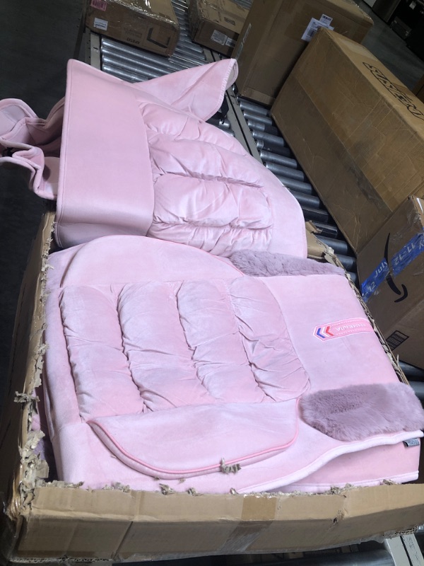 Photo 3 of AOOG Fuzzy Car Seat Covers Full Set, Fluffy Automotive Seat Covers for Cars SUV Pick-up Truck, Soft Plush Synthetic Fur Car Seat Cushions, Warm Seat Cover Winter Protector,Pink FULL SET PINK