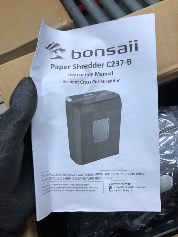 Photo 3 of Bonsaii Paper Shredder for Home Use,6-Sheet Crosscut Paper and Credit Card Shredder for Home Office,Home Shredder with Handle for Document,Mail,Staple,Clip-3.4 Gal Wastebasket(C237-B) 6-Sheet Cross Cut