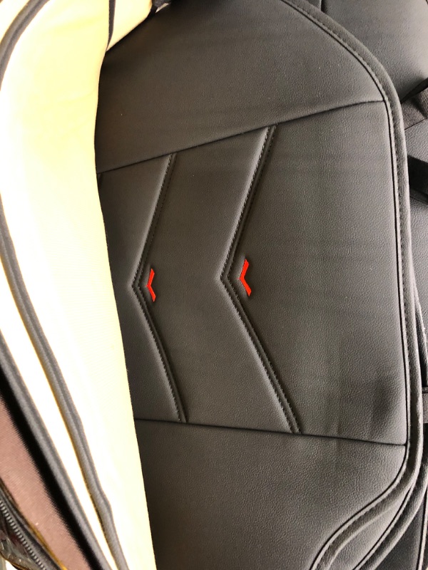 Photo 3 of OASIS AUTO Car Seat Covers Accessories Full Set Premium Nappa Leather Cushion Protector Universal Fit for Most Cars SUV Pick-up Truck, Automotive Vehicle Auto Interior Décor (OS-003 Red) FULL SET RED