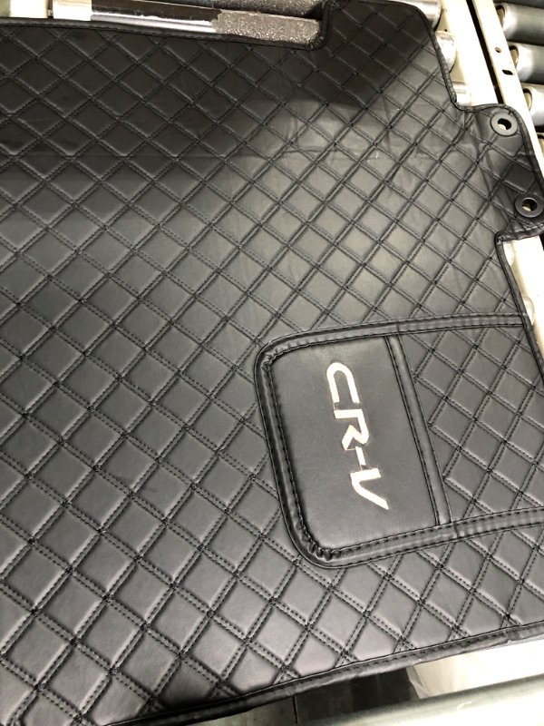 Photo 3 of FHJBP Cargo Liner Compatible for Honda CR-V 2017-2022(2023 do not fit) Fuel NO Speaker on The Right Side of Trunk Car Trunk Mat Custom Fit Cargo Mat Full Coverage (Black with Black Stitching)