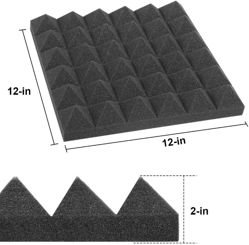 Photo 1 of 16 Pack Acoustic Foam Panels 2 Inches Thick Sound Proof Padding for Wall Pyramid, 2" X 12" X 12" Sound Absorbing Dampening Studio Foam Soundproofing Foam Wedge Tiles