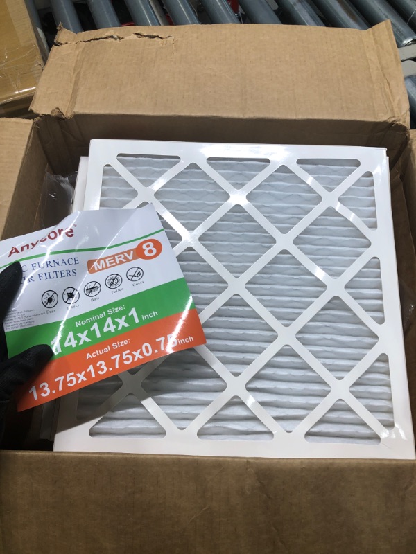 Photo 2 of Anycore 14x14x1 AC Furnace Air Filter, MPR 600, 4 Pack MERV 8 Pleated HVAC Filter (exact dimensions 13.75x13.75x0.75 inch)