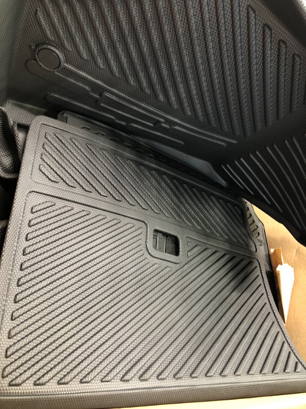 Photo 4 of for Ford Expedition Max/Lincoln Navigator L Floor Mats 2018-2023 with Cargo Liner, Waterproof Car Mats All-Weather Guard TPE Rubber Floor Liners, 3 Rows & Trunk Mat Full Set for Bench Seat