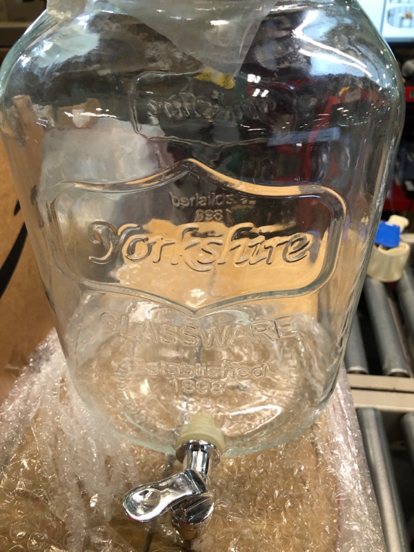 Photo 3 of 2 Gallon Ice Cold Clear Glass, Yorkshire Beverage Drink Dispenser Mason Jar With Lid & Spigot - Great For Outdoor, Party, & Daily Use