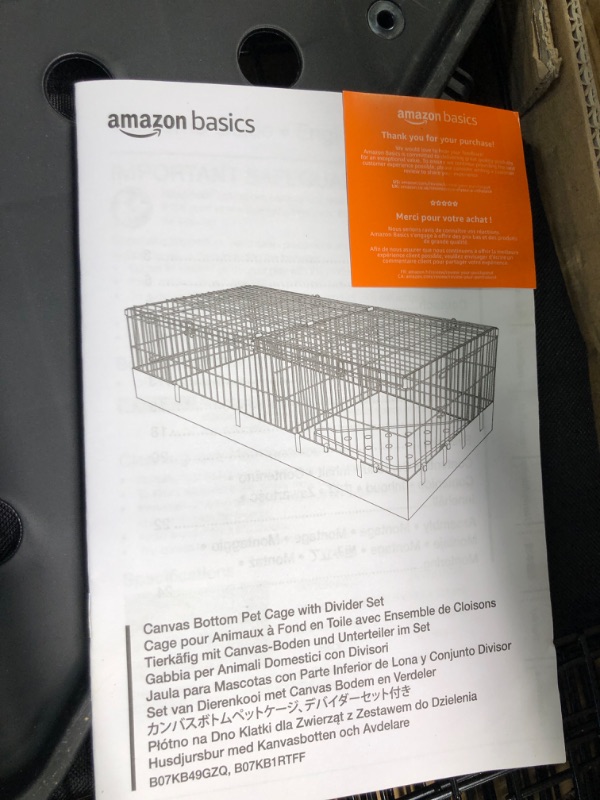 Photo 3 of Amazon Basics Indoor-Outdoor Small Pet Habitat Cage with Canvas Bottom Black Canvas Bottom Pet Cage with Divider Set