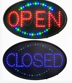 Photo 1 of GPC Inc. - 23"x14" Large Jumbo Size LED Open Closed Sign with Business Hours Sign Ultra-Bright Electronic Advertisement Display Window, Bar, Shop, Hotel, Storefront, Barbershop