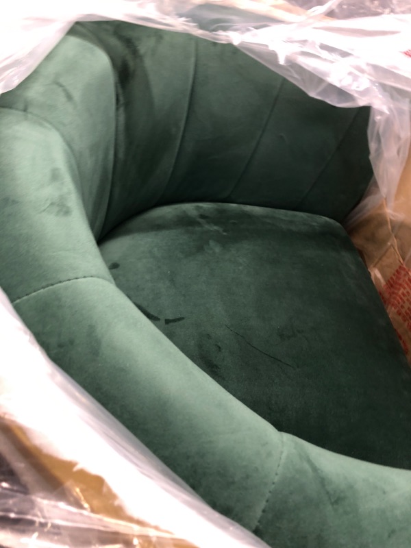 Photo 5 of 24KF Upholstered Living Room Chairs Modern Jade GreenTextured Velvet Accent Chair with Golden Metal Stand-Jade Green Chair-Curve back Jade Velvet Fabric/Golden Metal Base