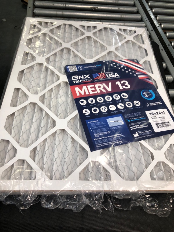 Photo 3 of BNX 18x24x1 MERV 13 AC Furnace Air Filter 4 Pack - MADE IN USA - Electrostatic Pleated Air Conditioner HVAC AC Furnace Filters - Removes Pollen, Mold, Bacteria, Smoke 18x24x1 4-Pack