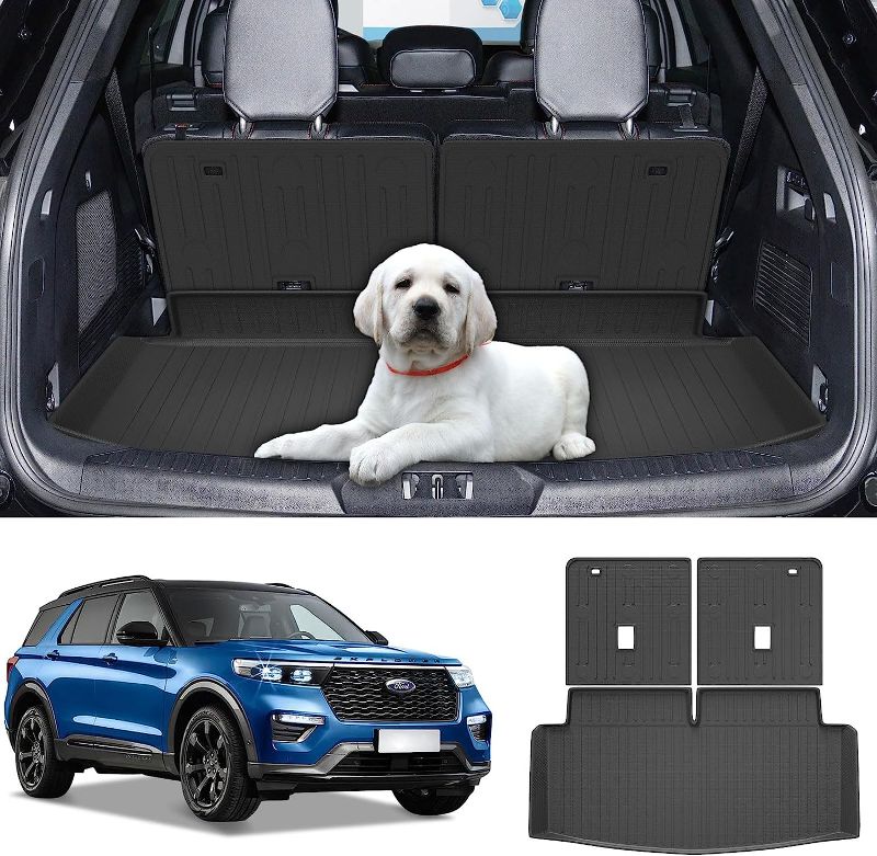 Photo 1 of  Cargo Mat Compatible with 2020-2023 Ford Exporer Trunk Mat TPE for Ford Exporer 2023 2022 2021 2020 Accessories All Weather Anti-Slip(Trunk Mat+ Backrest Mat)
