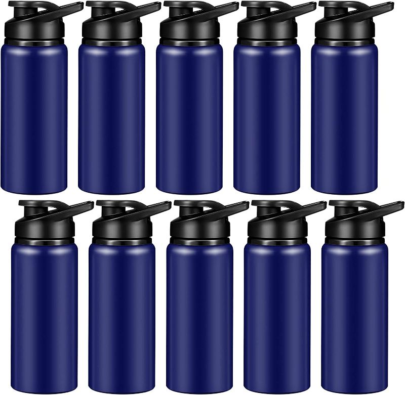 Photo 1 of CHENGU 10 Pieces Water Bottle Bulk 20 oz Aluminum Reusable Bottles Lightweight Snap Lid Water Bottle Easy Carry Leak Proof Travel Bottles for Gym Sports...
