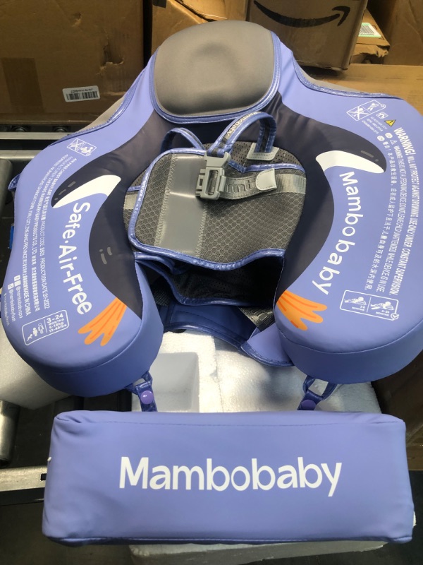 Photo 3 of Mambobaby Newest Non Inflatable Baby Float Size Improved Add Tail Avoid Flip Over Swim Trainer Solid Infant Pool Float with Canopy UPF 50+ Swim Ring
