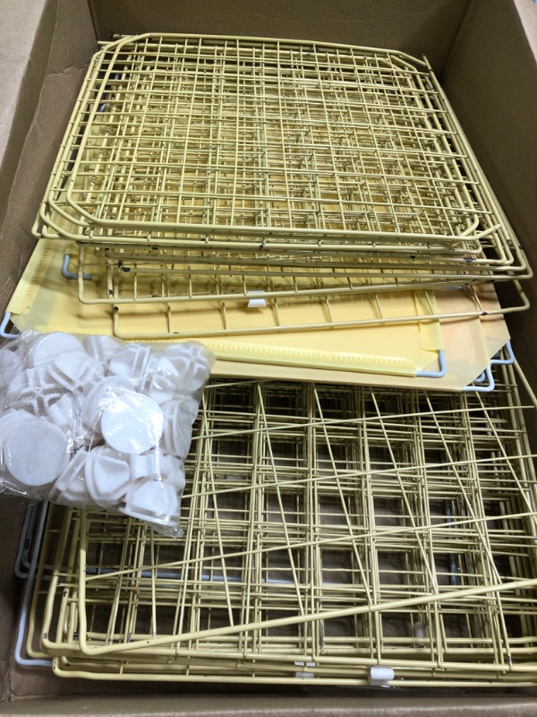 Photo 1 of  3 tier cart cage indoor DIY cat playpen detachable metal wire kennels 21x2wx3h crate large yellow