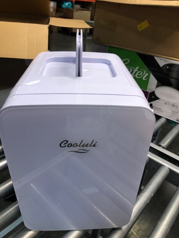 Photo 3 of Cooluli 10L Mini Fridge for Bedroom - Car, Office Desk & College Dorm Room - 12v Portable Cooler & Warmer for Food, Drinks, Skincare, Beauty & Makeup - AC/DC Small Refrigerator with Glass Front, White 10 Liter White