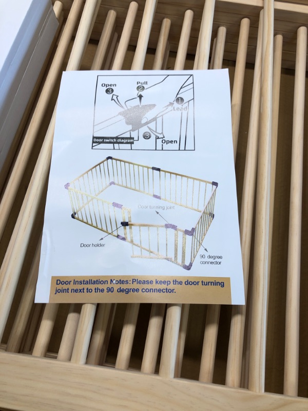 Photo 1 of Conabay Baby Playpen Play Pen Fence Gate for Baby Toddlers Kids Wooden Indoor ,Baby Safety Wooden Guard Fence Play Area with Door,A Perfect Birthday Gift for Baby Or Pregnant Women (140x200CM) 140x200x61CM