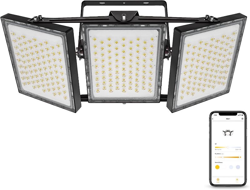 Photo 1 of 450W Smart LED Flood Lights, 40500LM Super Bright, APP Control Local Timer Dusk to Dawn, Tunable White 3000K-6000K, IP66 Waterproof Outdoor Security Lights for Street Parking Lots Stadium Arena Farm