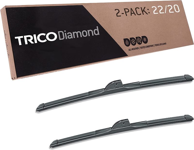 Photo 1 of TRICO Diamond 22 Inch & 20 inch pack of 2 High Performance Automotive Replacement Windshield Wiper Blades For My Car (25-2220), Easy DIY Install & Superior Road Visibility 22" + 20" Pair Pack (Pack of 2) Blades