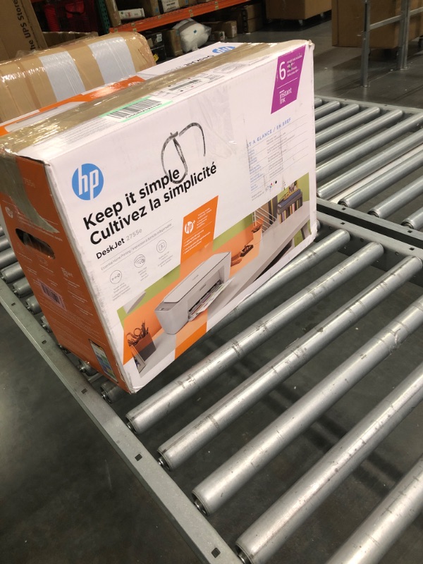 Photo 1 of HP DeskJet 2755e Wireless Color All-in-One Printer with bonus 6 months Instant Ink (26K67A), white