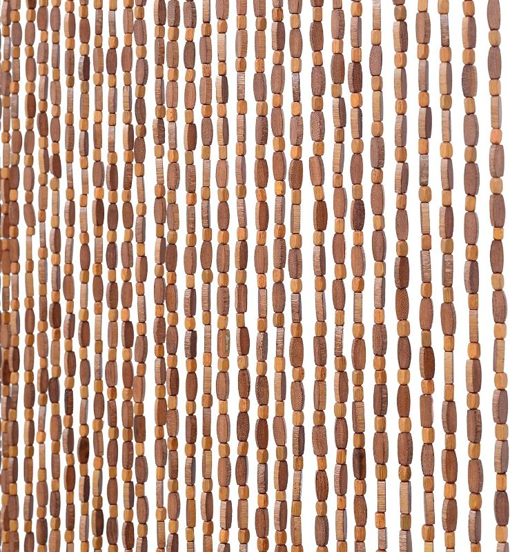 Photo 1 of FlavorThings 52 Strands Brown Wood and Bamboo Beaded Curtain for Doorway Room Divider 36inch x 79inch?Bamboo and Wooden Doorway Beads-Boho Bohemian Curtain (Coffee)