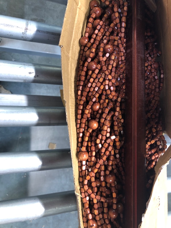 Photo 4 of FlavorThings 52 Strands Brown Wood and Bamboo Beaded Curtain for Doorway Room Divider 36inch x 79inch?Bamboo and Wooden Doorway Beads-Boho Bohemian Curtain (Coffee)