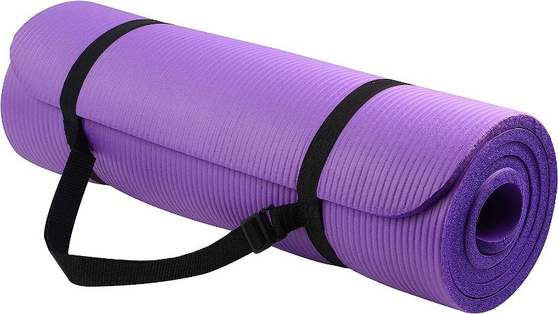 Photo 1 of BalanceFrom All Purpose 1/2-Inch Extra Thick High Density Anti-Tear Exercise Yoga Mat with Carrying Strap and Yoga Blocks Black Mat Only