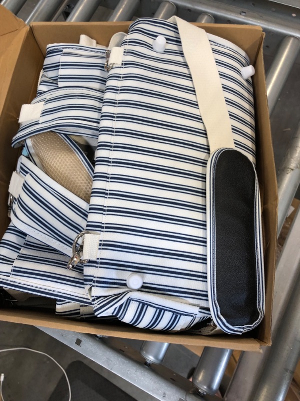 Photo 1 of ALLCAMP Diaper Bag Large, Support Baby Stroller, Converted Into a Tote Bag (Blue Stripe)