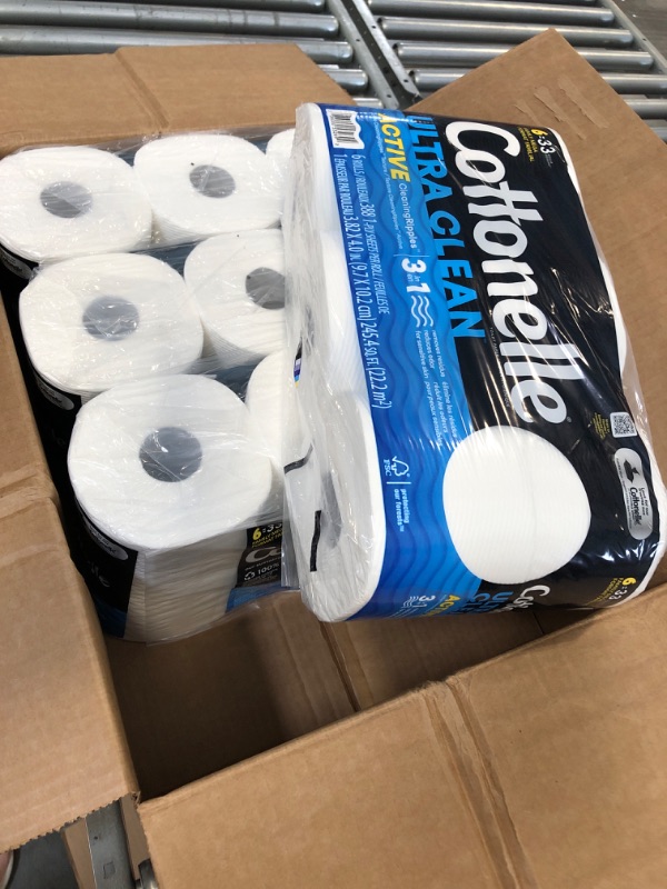 Photo 1 of Cottonelle Ultra Clean Toilet Paper with Active CleaningRipples Texture, Strong Bath Tissue, 6 Family Mega Rolls (6 Family Mega Rolls = 33 Regular Rolls), 388 Sheets per Roll
