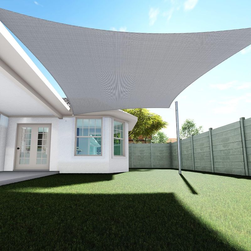 Photo 1 of 
Grey Rectangle Sun Shade Sail Canopy Fabric Cloth 90% Sunblock Net for Garden P