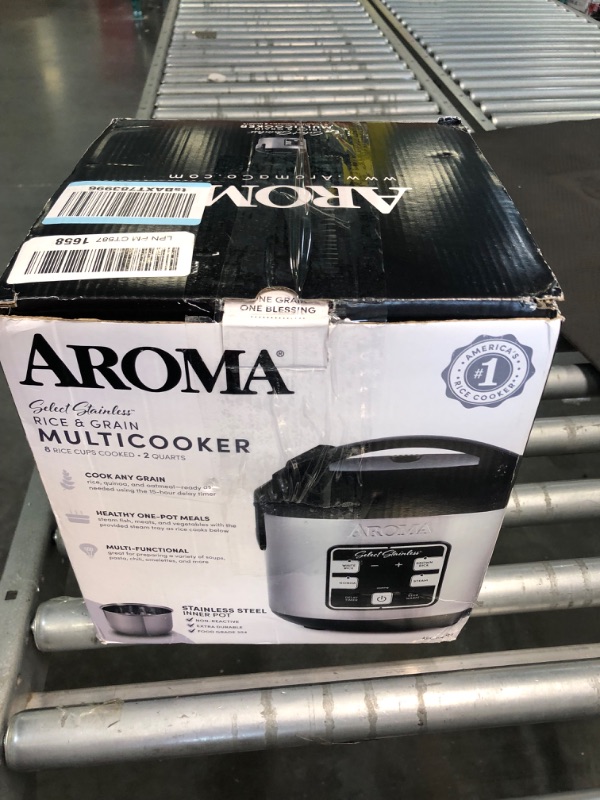 Photo 2 of Aroma Housewares Select Stainless Digital Rice & Grain Multicooker, Rice Cooker 4 Cup uncooked, (ARC-914SBDS)