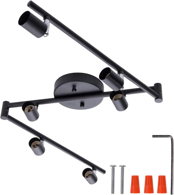 Photo 1 of AIBOO 6-Light Adjustable Dimmable Track Lighting Kit, Flexible Foldable Arms, Matt Black Color Perfect for Kitchen,Hallyway Bed Room Lighting Fixture, GU10 Base Bulbs not Included