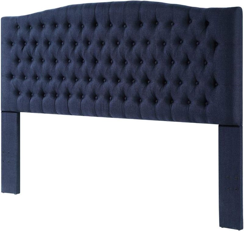 Photo 1 of 24KF Linen Upholstered Tufted Button King Headboard and Comfortable Fashional Padded King/California King Size headboard - Navy Blue
