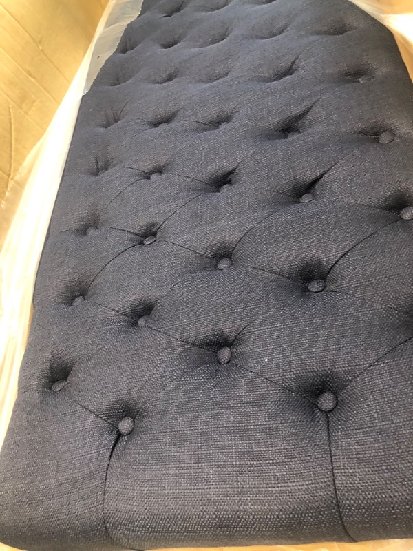 Photo 3 of 24KF Linen Upholstered Tufted Button King Headboard and Comfortable Fashional Padded King/California King Size headboard - Navy Blue
