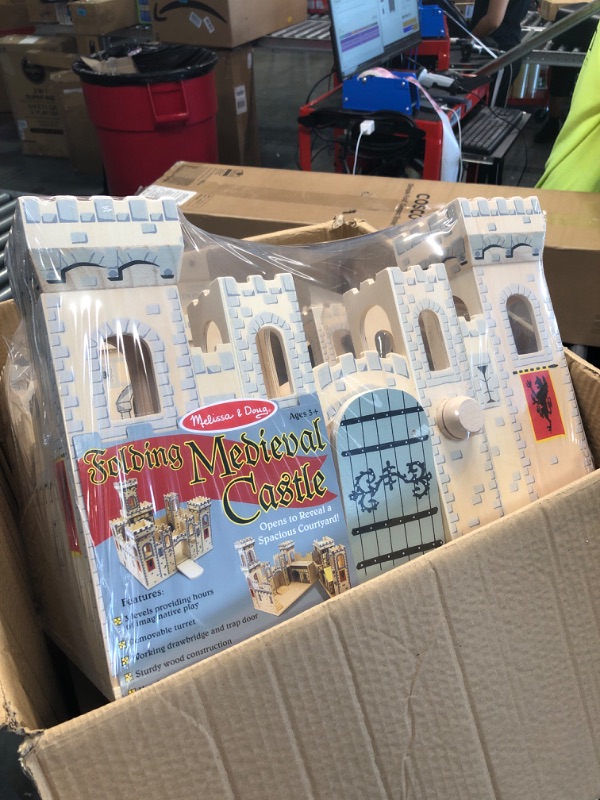 Photo 1 of Melissa & Doug Deluxe Folding Medieval Wooden Castle - Hinged for Compact Storage H: 19.7 x W: 18.5 x D: 14.2