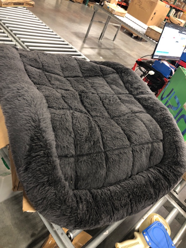 Photo 1 of 42L-Inch Gray Dog Bed or Cat Bew w/ Comfortable Bolster | Ideal for Large Dog Breeds & Fits a 42-Inch Dog Crate | Easy Maintenance Machine Wash & Dry | 1-Year Warranty Charcoal Gray 42-Inch