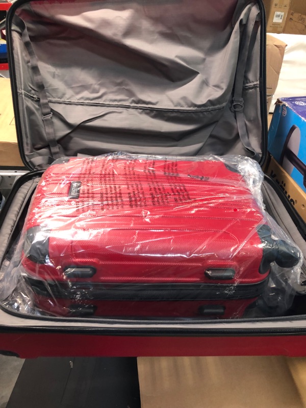 Photo 2 of ***28 INCH HAS HOLE IN BOTTOMKENNETH COLE Out of Bounds Lightweight Durable Hardshell 4-Wheel Spinner Cabin Size Travel Suitcase, Scarlet Red, 2-Piece Set (20" & 28") Scarlet Red 2-Piece Set (20" & 28")
