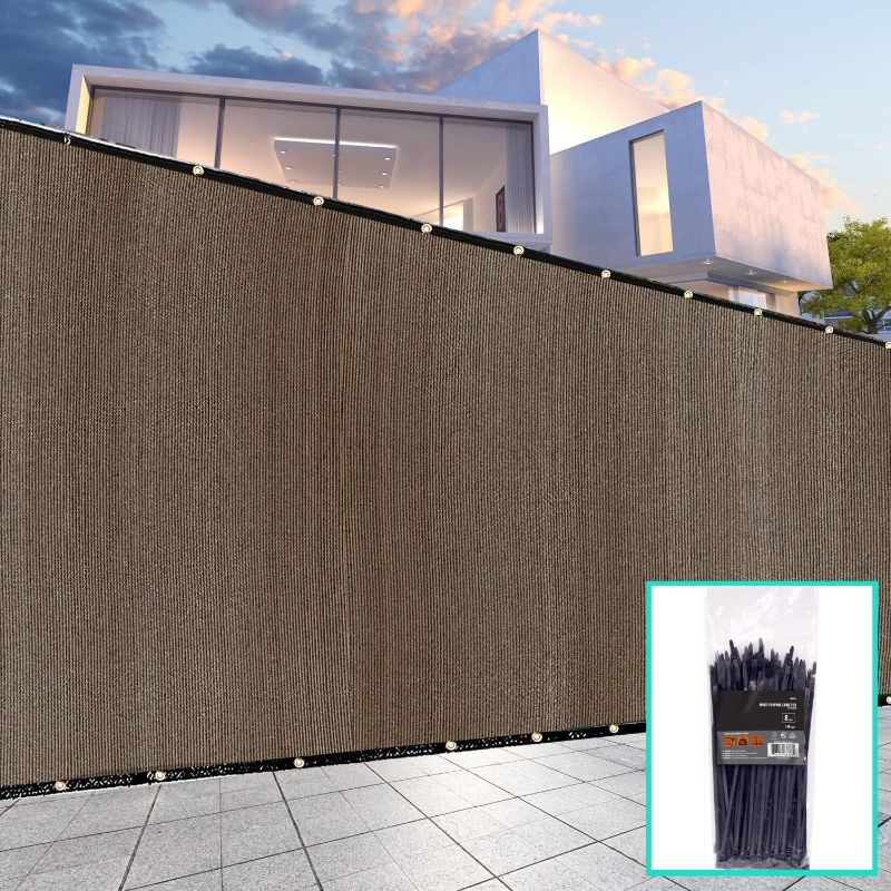 Photo 1 of  Brown Fence Privacy Screen,Custom, with Bindings, Heavy Duty for Gardens,Backyard, Patio, Construction Project, Outdoor Events,Professional Manufacturer.

