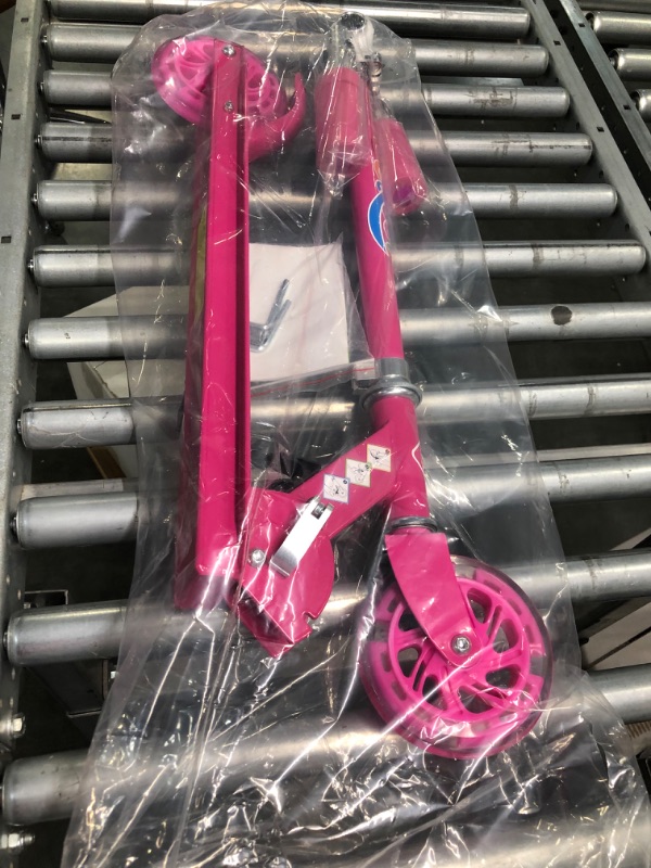 Photo 1 of BELEEV V1 Scooters for Kids, 2 Wheel Folding Kick Scooter for Girls Boys, 3 Adjustable Height, Light Up Wheels, Lightweight Scooter with Sturdy Frame, Kickstand for Children 3 to 12 Years Old Hot Pink