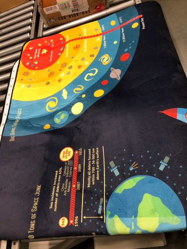 Photo 3 of @UNACA1S1A Kids Rugs for Playroom Outer Space Kids Rug Thick Memory Foam Kids Play Rugs Play Mat with Non-Slip Space Rugs for Kids Bedroom, Black 60X72inch
