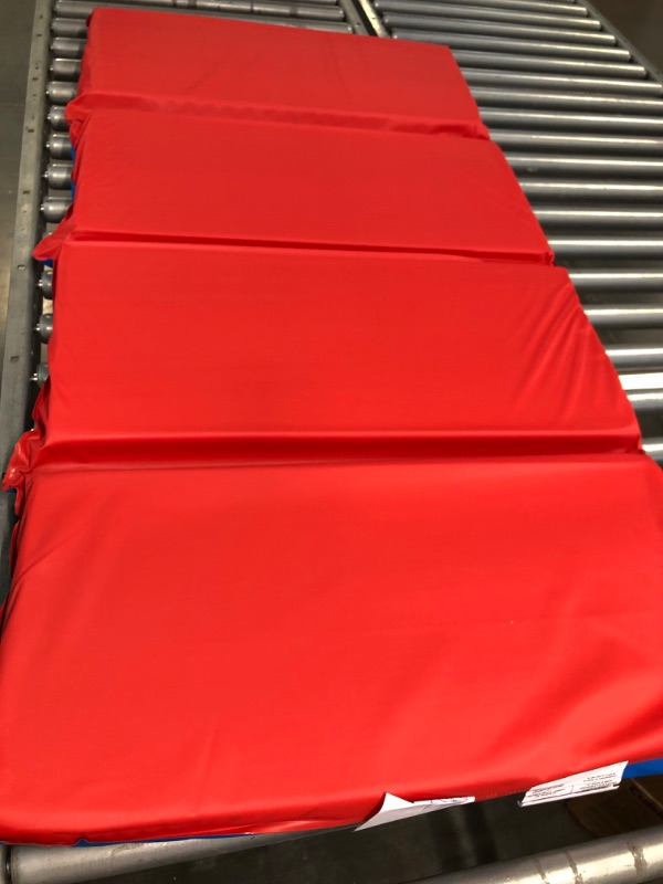 Photo 1 of Children's Factory, CF400-509RB, Angels Rest 2" Toddler Nap Mat, Red-Blue, 4 Section Classroom Sleeping Mat, Kids Daycare or Preschool Waterproof Mat