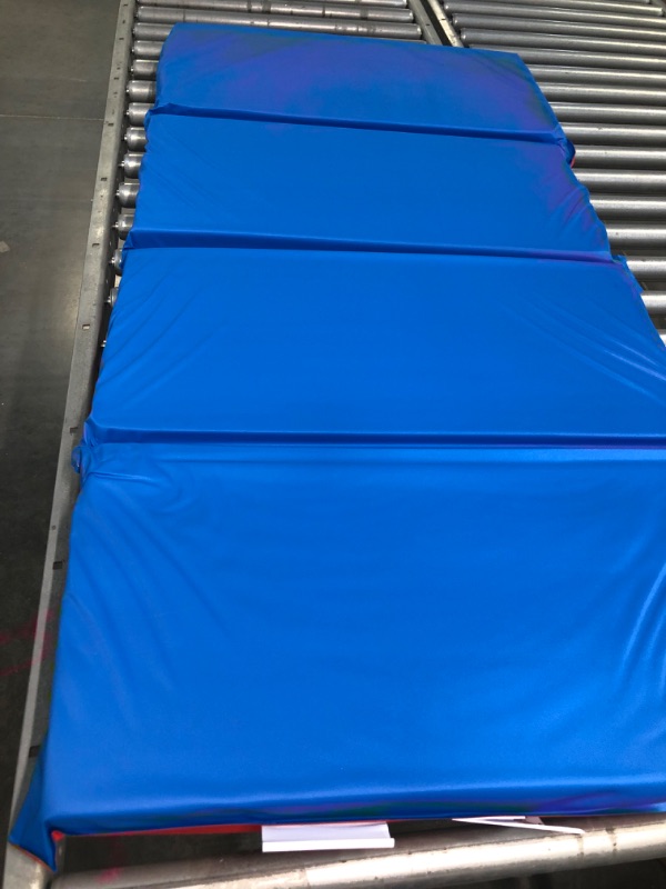 Photo 1 of Children's Factory, CF400-509RB, Angels Rest 2" Toddler Nap Mat, Red-Blue, 4 Section Classroom Sleeping Mat, Kids Daycare or Preschool Waterproof Mat