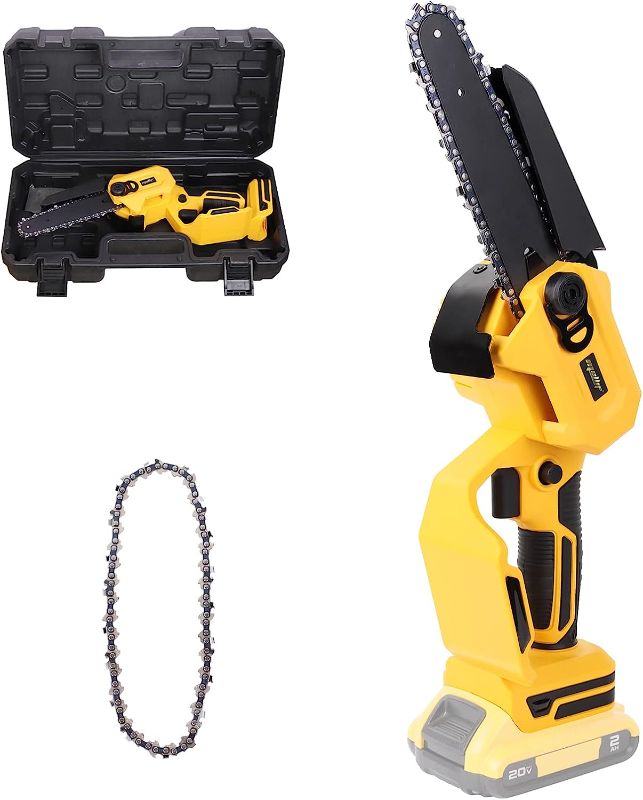 Photo 1 of Cordless Power Chainsaw, for DeWALT 20V Max Lithium Battery 6-Inch Hand-held Mini Pruning Saw with Brushless Motor & Replacement Chain for Wood Cutting |Tree Trimming |Camping |Christmas (NO Battery)
