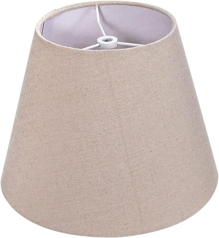 Photo 1 of  Small Lamp Shade, Barrel Fabric Lampshade for Table Lamp & Floor Light, 6 inch Top Diameter x 10 inch Bottom x Diameter 7.5 inch Height, Natural Linen Hand Crafted, Spider (Brown)
