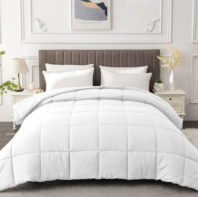Photo 1 of  Twin Comforter Duvet Insert - All Season White Comforters Twin Size - Quilted Down Alternative Bedding Comforter with Corner Tabs - Winter Summer Fluffy Soft - Machine Washable
